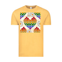 Vintage Mustard Pride lgbtq hearts and daisy seamless pattern Vintage Tee - BundleAndBundleShop