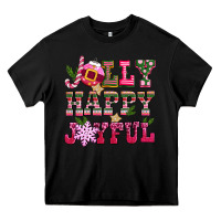 Black jolly happy joyful pink christmas Heavy Core Tee - CowGirlArtShop
