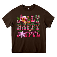 Chocolate Brown jolly happy joyful pink christmas Heavy Core Tee - CowGirlArtShop