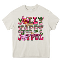 Cream jolly happy joyful pink christmas Heavy Core Tee - CowGirlArtShop
