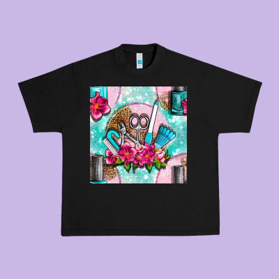 Nail Tools And Polish With Flowers And Tooled Leather Seamless Pattern Urban Heavy Tee Designed By Bundleandbundleshop