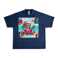 Navy nail tools and polish with flowers and tooled leather seamless pattern Urban Heavy Tee - BundleAndBundleShop