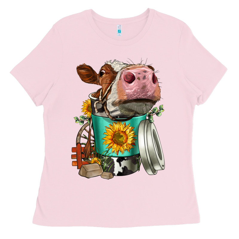Simmental Cow Coffee Cup Ladies Tee by FaDigitalArtStudio | Teevron