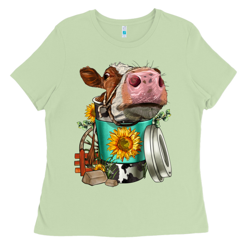 Simmental Cow Coffee Cup Ladies Tee by FaDigitalArtStudio | Teevron