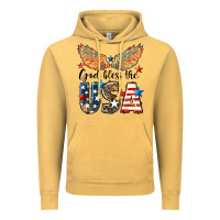 Vintage Mustard Western God Bless The USA 4th of July Vintage Hoodie - LillyAllenDesigns