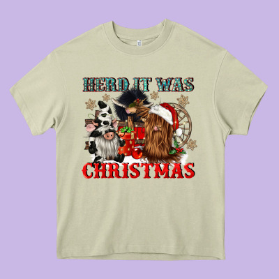Herd It Was Christmas Heavy Core Tee Designed By Cowgirlartshop