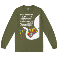Army Green Autism Different Makes You Beautiful Long Sleeve Tee - CowhideDigitalArt
