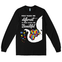 Black Autism Different Makes You Beautiful Long Sleeve Tee - CowhideDigitalArt