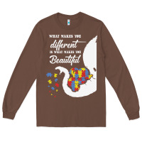 Chestnut Autism Different Makes You Beautiful Long Sleeve Tee - CowhideDigitalArt
