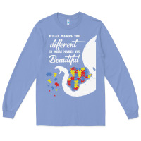 Colony Blue Autism Different Makes You Beautiful Long Sleeve Tee - CowhideDigitalArt