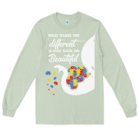 Matcha Autism Different Makes You Beautiful Long Sleeve Tee - CowhideDigitalArt