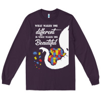 Plum Autism Different Makes You Beautiful Long Sleeve Tee - CowhideDigitalArt