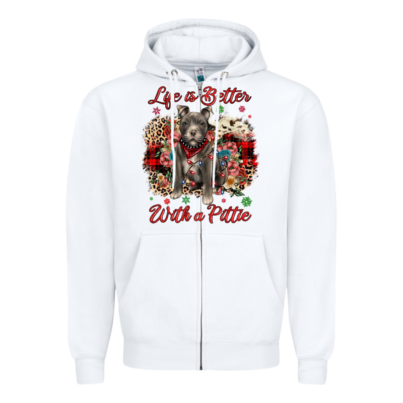 Christmas Life Is Better With A Pittie Zipper Hoodie by JahusDesignShop | Teevron