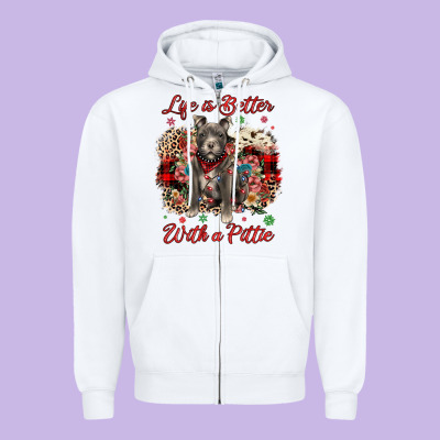 Christmas Life Is Better With A Pittie Zipper Hoodie Designed By Jahusdesignshop