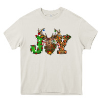 Cream Christmas Joy Reindeer Heavy Core Tee - RanaPortraitStore