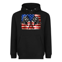 Black American Racing Flag Heavyweight Hoodie - JahusDesignShop