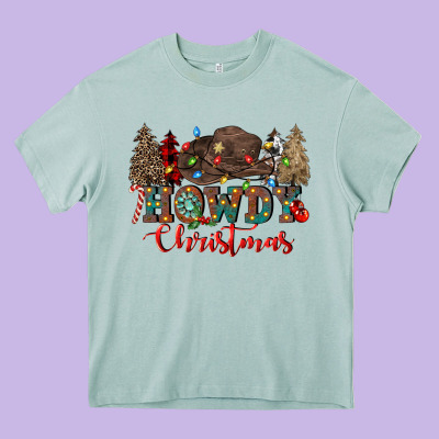 Howdy Christmas Heavy Core Tee Designed By Cowgirlartshop