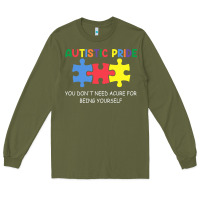 Army Green Autistic Pride Autism Awareness Long Sleeve Tee - CowhideDigitalArt
