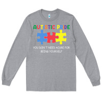 Heather Grey Autistic Pride Autism Awareness Long Sleeve Tee - CowhideDigitalArt