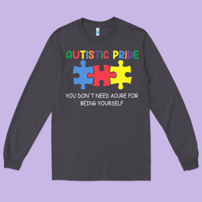 Autistic Pride Autism Awareness Long Sleeve Tee Designed By Cowhidedigitalart