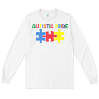 White Autistic Pride Autism Awareness Long Sleeve Tee - CowhideDigitalArt