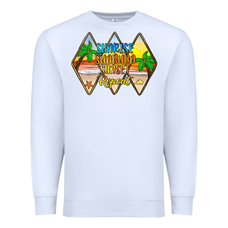 Sunrise Sunburn Sunset Repeat Premium Sweatshirt by JahusDesignShop | Teevron