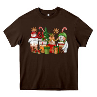 Chocolate Brown christmas polar bear reindeer and snowman coffee c Heavy Core Tee - CowGirlArtShop