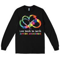 Black Love Needs No Words Heart Puzzle Autism Long Sleeve Tee - CowhideDigitalArt
