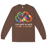 Love Needs No Words Heart Puzzle Autism Long Sleeve Tee | Teevron