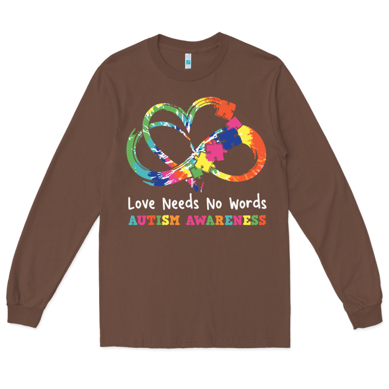 Love Needs No Words Heart Puzzle Autism Long Sleeve Tee by CowhideDigitalArt | Teevron