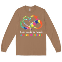 Toasted Coconut Love Needs No Words Heart Puzzle Autism Long Sleeve Tee - CowhideDigitalArt