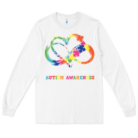 White Love Needs No Words Heart Puzzle Autism Long Sleeve Tee - CowhideDigitalArt