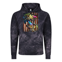 Cloud Black American Flag With Bass Fish Vintage Hoodie - LillyAllenDesigns