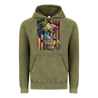 Vintage Olive American Flag With Bass Fish Vintage Hoodie - LillyAllenDesigns