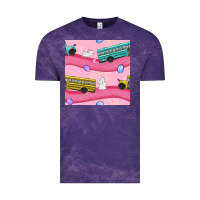 Cloud Purple Easter School Bus Seamless Pattern Vintage Tee - BundleAndBundleShop