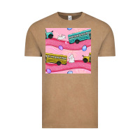 Vintage Coffee Easter School Bus Seamless Pattern Vintage Tee - BundleAndBundleShop