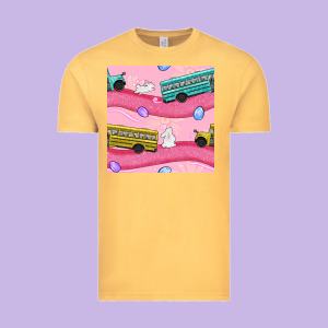 Easter School Bus Seamless Pattern Vintage Tee Designed By Bundleandbundleshop