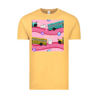 Vintage Mustard Easter School Bus Seamless Pattern Vintage Tee - BundleAndBundleShop