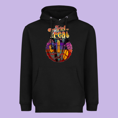 Trick Treat Black Heavyweight Hoodie Designed By Jahusdesignshop