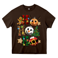 Chocolate Brown ho ho ho christmas Heavy Core Tee - CowGirlArtShop