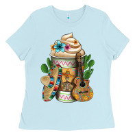 Baby Blue Mexican Hot Coffee Cup Ladies Tee - FaDigitalArtStudio