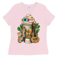Bubblegum Pink Mexican Hot Coffee Cup Ladies Tee - FaDigitalArtStudio
