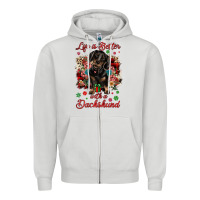 Dove Grey Christmas life is better with a dachshund Zipper Hoodie - JahusDesignShop