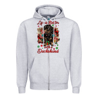 Heather Grey Christmas life is better with a dachshund Zipper Hoodie - JahusDesignShop