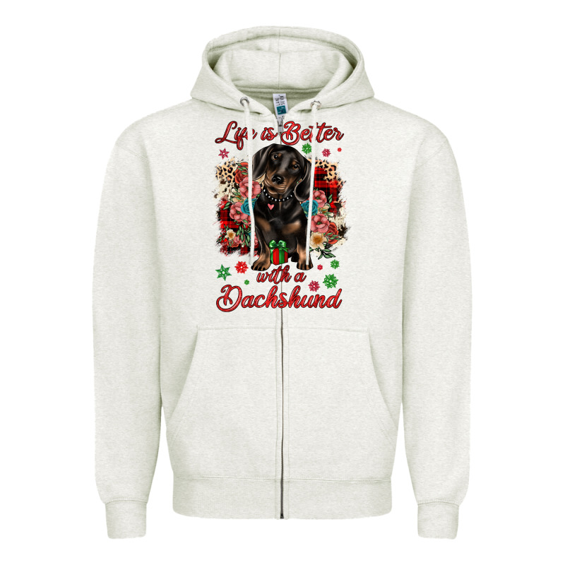 Christmas Life Is Better With A Dachshund Zipper Hoodie by JahusDesignShop | Teevron