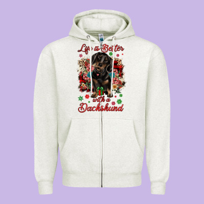 Christmas Life Is Better With A Dachshund Zipper Hoodie Designed By Jahusdesignshop