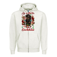 Oatmeal Heather Christmas life is better with a dachshund Zipper Hoodie - JahusDesignShop