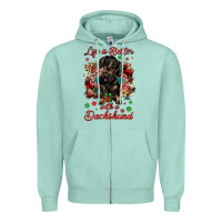 Seafoam Christmas life is better with a dachshund Zipper Hoodie - JahusDesignShop