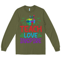 Army Green teach love inspire Long Sleeve Tee - CowhideDigitalArt