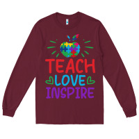 Burgundy teach love inspire Long Sleeve Tee - CowhideDigitalArt